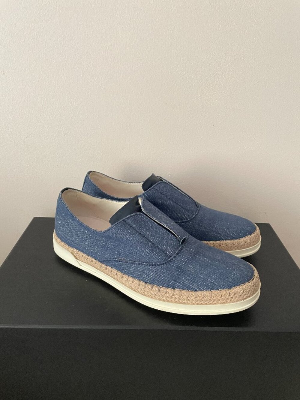 TOD'S Denim Espadrille Slip On Sneakers